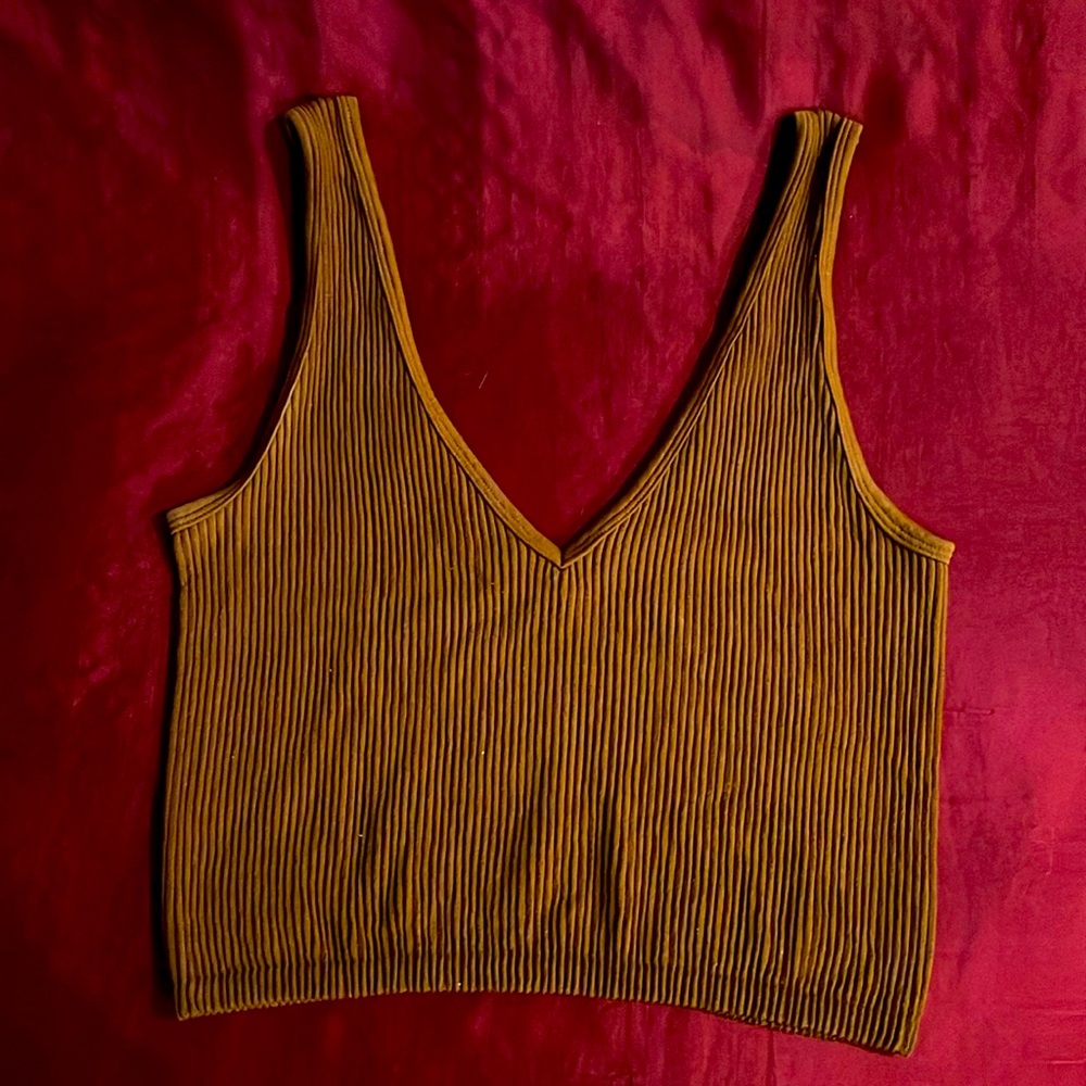 Forever 21 Brown Ribbed Crop Tank Top